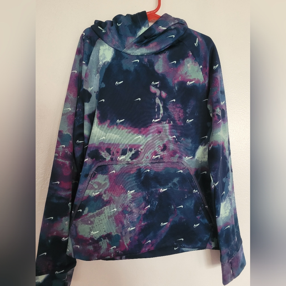 Nike Blue and Purple Tie-Dye Hoodie
